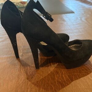 Elegant Black Suede Heels